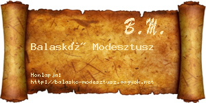 Balaskó Modesztusz névjegykártya